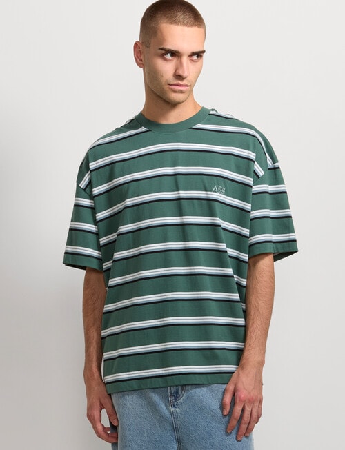 AIR SPACE Edgey Stripe Tee, Green product photo View 07 L