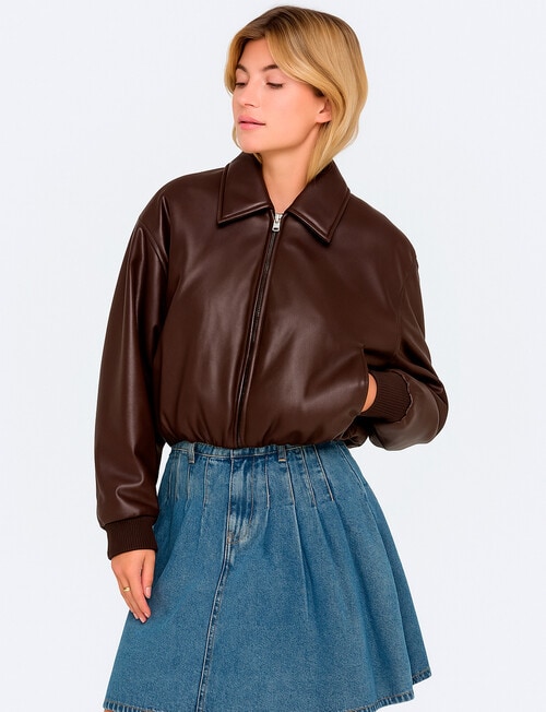 ONLY Marie Faux Leather Jacket, Chocolate Torte product photo