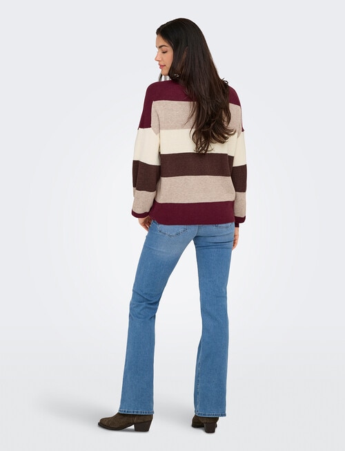 ONLY Atia Stripes Long Sleeve Pullover, Wine product photo View 02 L