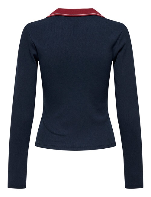 ONLY Hadleigh Long Sleeve Knit Polo Shirt, Night Sky product photo View 02 L