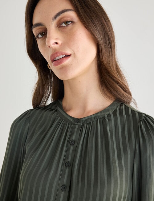 Oliver Black Satin Self Stripe Top, Forest product photo View 05 L