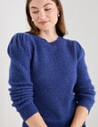 Whistle Puff Sleeve Crew Jumper, Bijou Blue product photo View 05 S