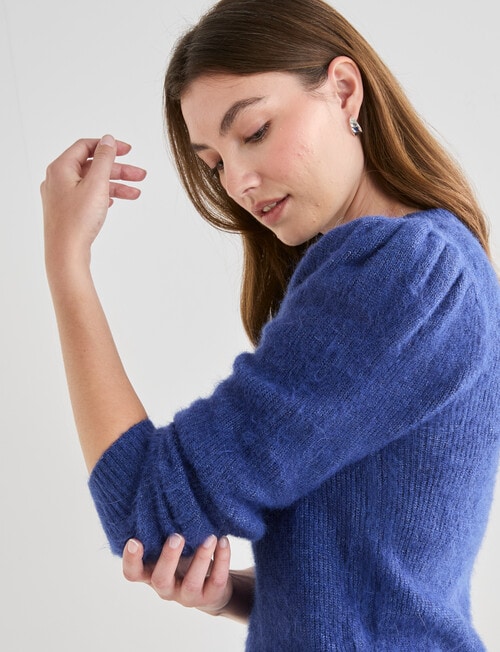 Whistle Puff Sleeve Crew Jumper, Bijou Blue product photo View 07 L