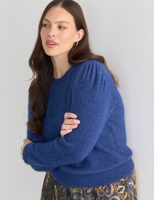 Whistle Puff Sleeve Crew Jumper, Bijou Blue product photo View 12 L