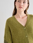 Whistle Embroidered Sleeve Cardigan, Olive product photo View 04 S