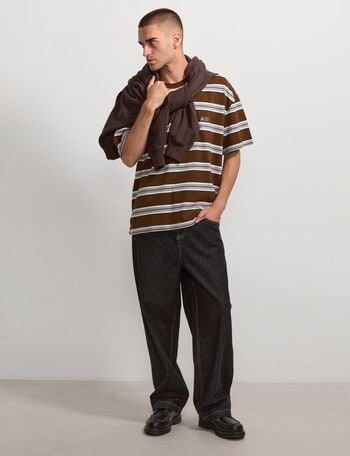 AIR SPACE Edgey Stripe Tee, Brown product photo