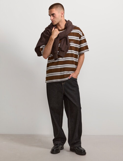 AIR SPACE Edgey Stripe Tee, Brown product photo