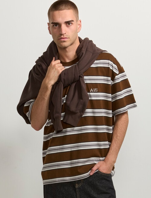 AIR SPACE Edgey Stripe Tee, Brown product photo View 06 L