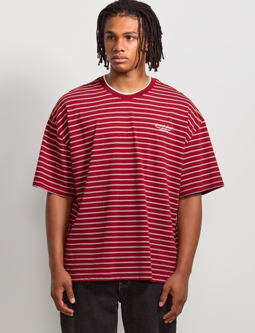 AIR SPACE City Stripe Tee, Brick Red product photo View 05 L
