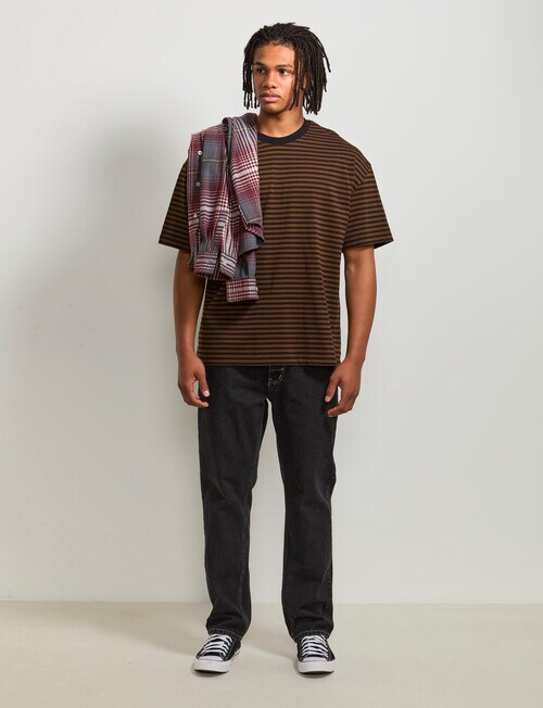 AIR SPACE Urban Stripe Tee, Brown Black product photo