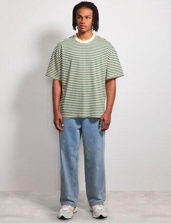 AIR SPACE Urban Stripe Tee, Green Cream product photo
