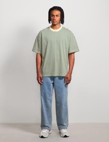 AIR SPACE Urban Stripe Tee, Green Cream product photo