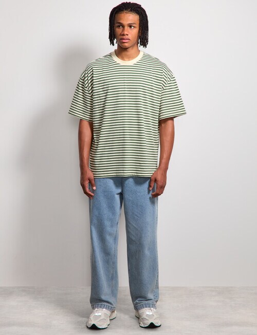 AIR SPACE Urban Stripe Tee, Green Cream product photo