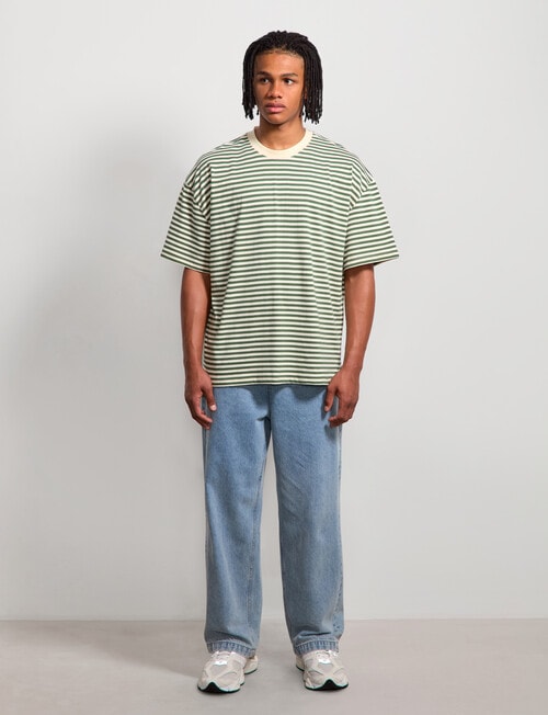 AIR SPACE Urban Stripe Tee, Green Cream product photo