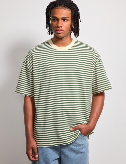 AIR SPACE Urban Stripe Tee, Green Cream product photo View 02 L