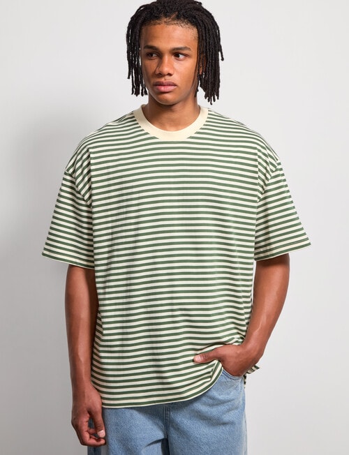 AIR SPACE Urban Stripe Tee, Green Cream product photo View 02 L