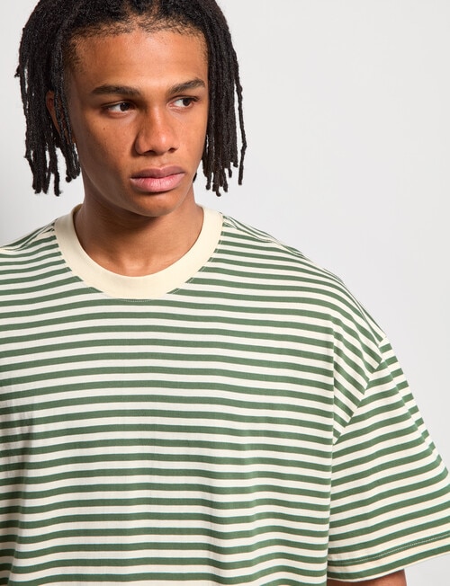 AIR SPACE Urban Stripe Tee, Green Cream product photo View 04 L