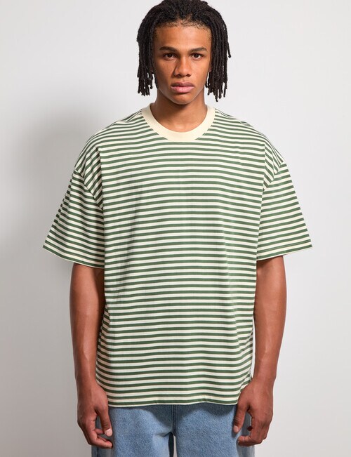 AIR SPACE Urban Stripe Tee, Green Cream product photo View 05 L