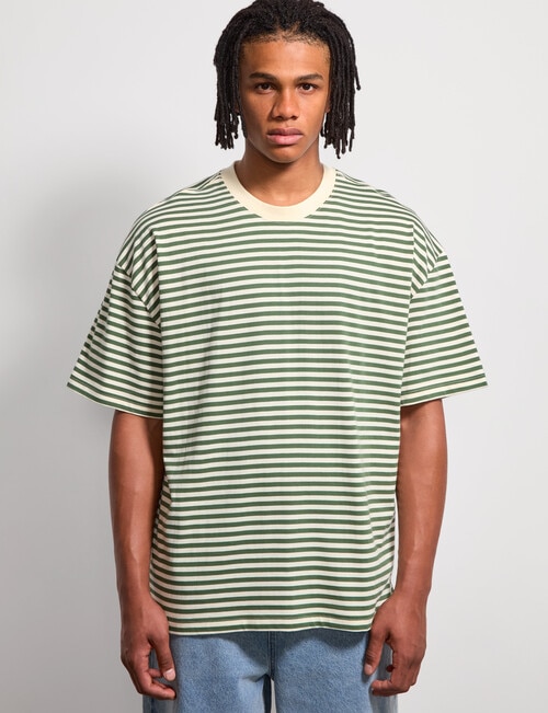 AIR SPACE Urban Stripe Tee, Green Cream product photo View 05 L