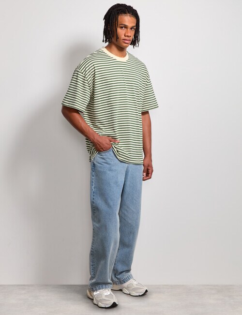 AIR SPACE Urban Stripe Tee, Green Cream product photo View 08 L
