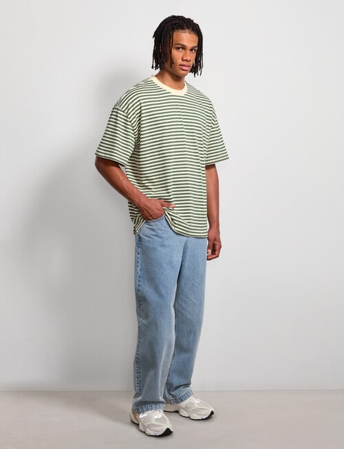 AIR SPACE Urban Stripe Tee, Green Cream product photo View 08 L
