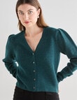 Whistle Long Sleeve Rib Cardigan, Emerald product photo