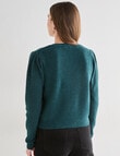 Whistle Long Sleeve Rib Cardigan, Emerald product photo View 02 S