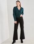 Whistle Long Sleeve Rib Cardigan, Emerald product photo View 03 S