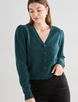 Whistle Long Sleeve Rib Cardigan, Emerald product photo View 06 S