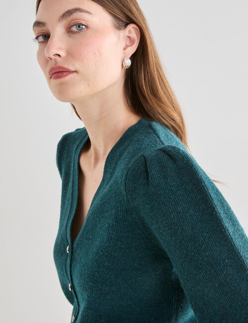 Whistle Long Sleeve Rib Cardigan, Emerald product photo View 07 L
