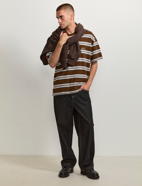 AIR SPACE Edgey Stripe Tee, Brown product photo