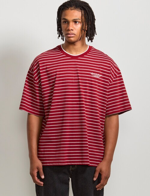 AIR SPACE City Stripe Tee, Brick Red product photo View 05 L