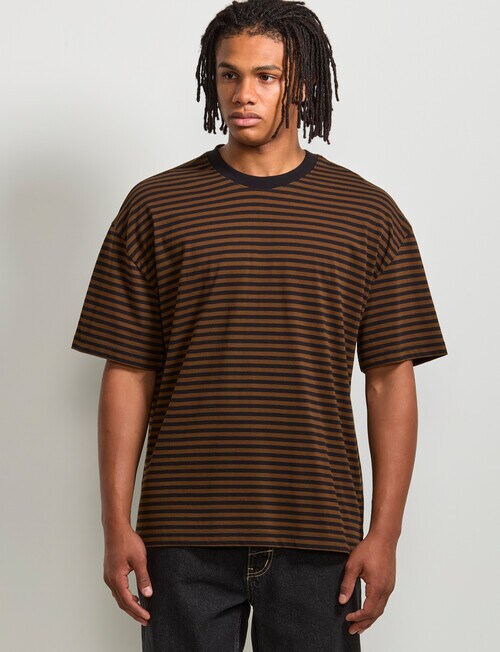 AIR SPACE Urban Stripe Tee, Brown Black product photo View 02 L