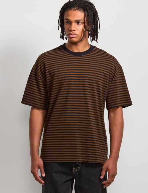 AIR SPACE Urban Stripe Tee, Brown Black product photo View 02 L