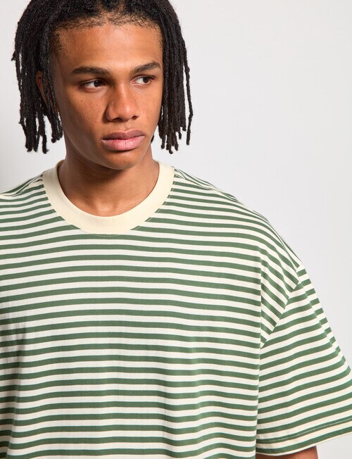 AIR SPACE Urban Stripe Tee, Green Cream product photo View 04 L