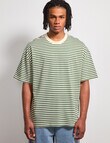 AIR SPACE Urban Stripe Tee, Green Cream product photo View 05 S