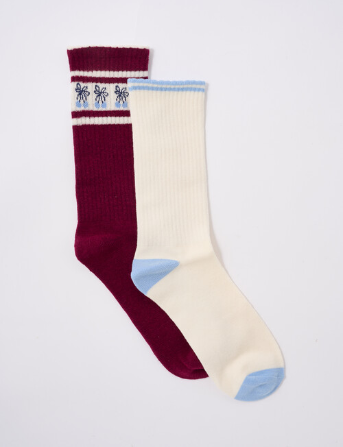 Blue Ink Cherry Cotton Crew Sock, 2-Pack , Cranberry Juice & Vanilla product photo