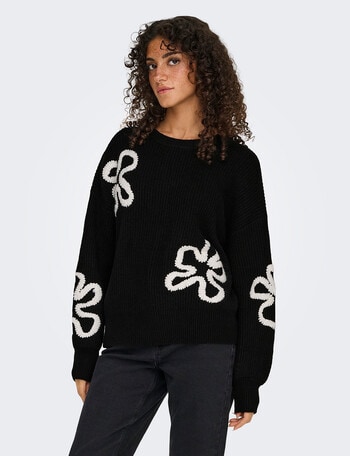 ONLY Daisy Stitch Jumper, Black & Pumice product photo