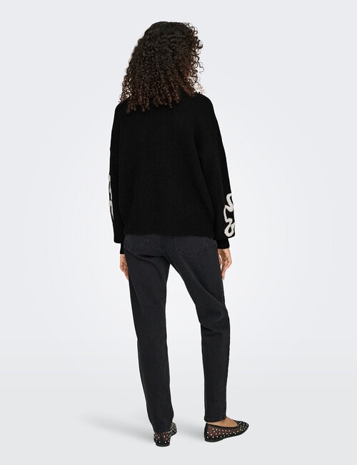ONLY Daisy Stitch Jumper, Black & Pumice product photo View 02 L