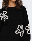 ONLY Daisy Stitch Jumper, Black & Pumice product photo View 03 S