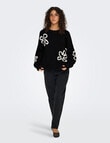 ONLY Daisy Stitch Jumper, Black & Pumice product photo View 04 S