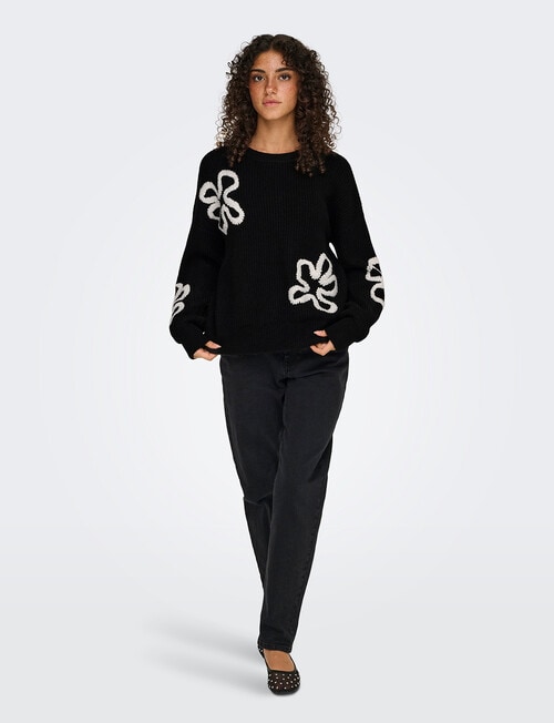 ONLY Daisy Stitch Jumper, Black & Pumice product photo View 04 L