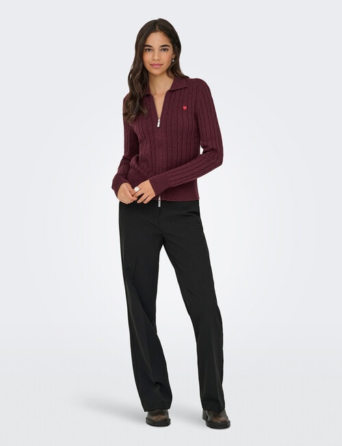 ONLY Katia Cable Zip Knit Cardi, Decadent Chocolate product photo View 04 L