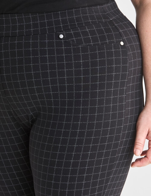 Studio Curve Collection Pull-On Straight Pant, Black Check product photo View 06 L