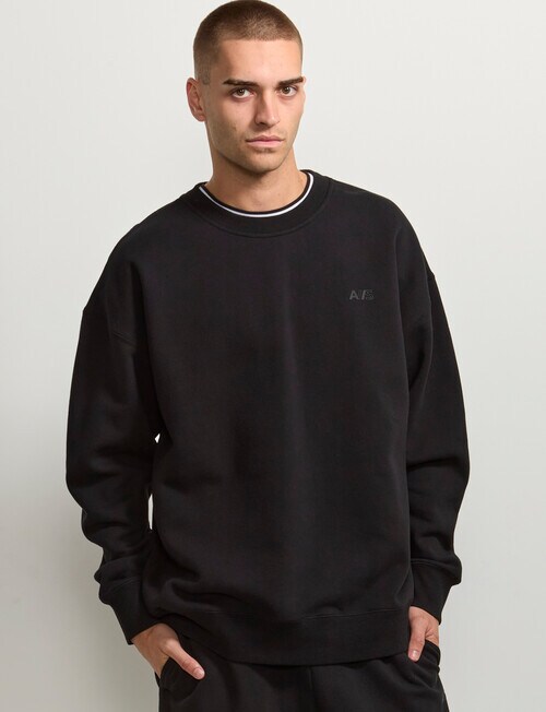 AIR SPACE Oversize Crew Pullover, Black product photo View 02 L