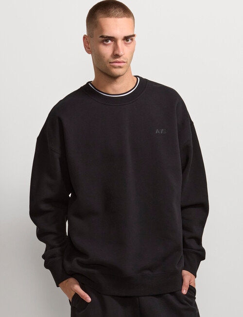 AIR SPACE Oversize Crew Pullover, Black product photo View 02 L