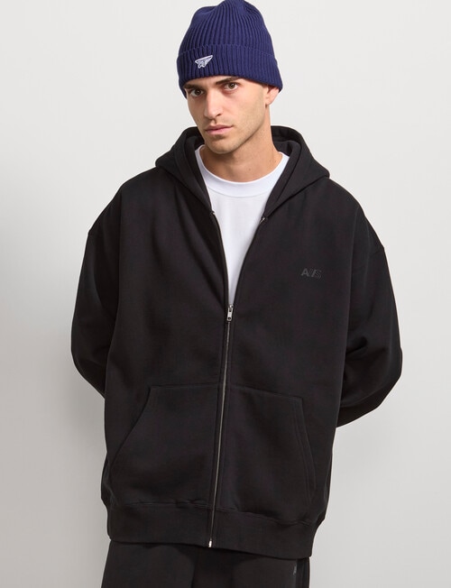 AIR SPACE Oversize Zip Up Hoodie, Black product photo View 02 L