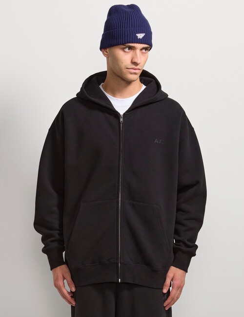 AIR SPACE Oversize Zip Up Hoodie, Black product photo View 06 L