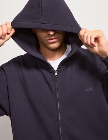 AIR SPACE Oversize Zip Up Hoodie, Navy product photo