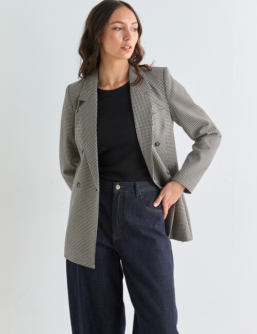 Mineral Check Ash Blazer, Black Ecru product photo